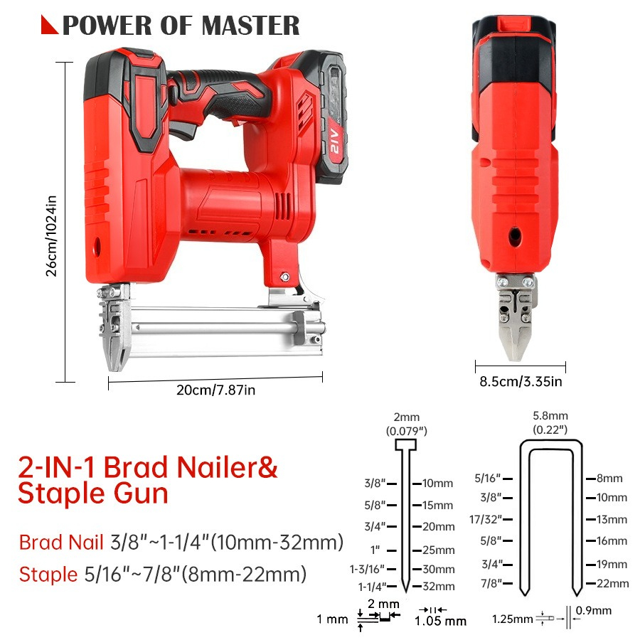 Nail Gun Brad - Pistola sparachiodi senza fili X-F32/9022, chiodatrice