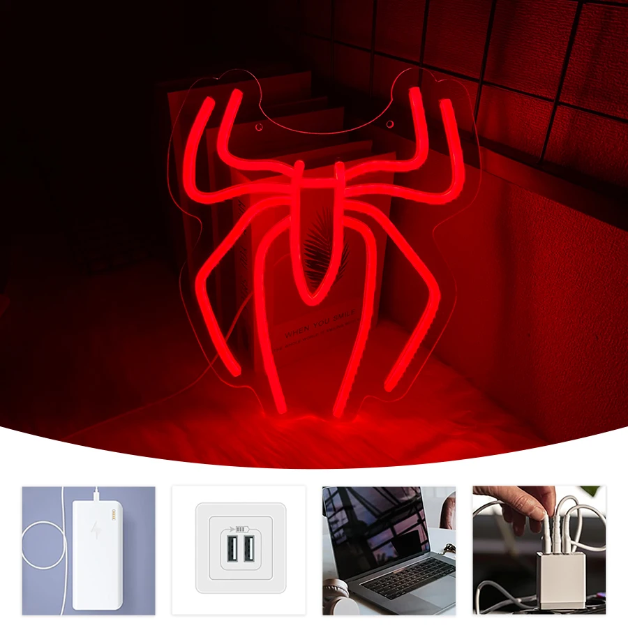 Logo Spider Neon Led Alimentat - Power Tools Logo recensione e prezzo